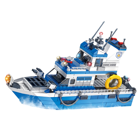 Set Construcție Vas de Poliție SWAT cu 480 Piese – Navă de Patrulare, Bărci și Accesorii, 6+ [1]