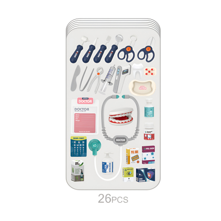 Set doctor și dentist pentru copii – Cărucior medical interactiv cu 26 accesorii, lumini și sunete, joc educativ 3+ ani [1]