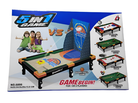 Set interactiv multifunctional 5 in 1 pentru copii, fotbal, biliard, snooker, baschet si air hockey, 1-2 jucatori [3]