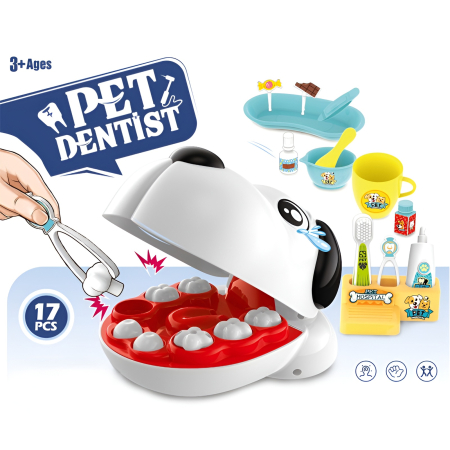 Promotii - Pet Dentist – Set Dentist pentru Cățeluș, 17 Piese, Joc de Rol, Accesorii Veterinar, 3+