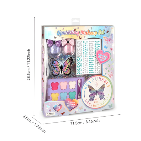 Set Machiaj Copii Sparkling Makeup – Farduri Fluture, Lacuri cu Fundiță, Stickere Strălucitoare și Accesorii, Be Yourself, 5+ [2]