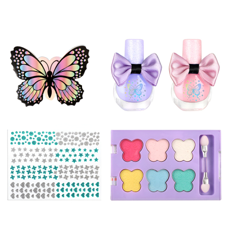 Set Machiaj Copii Sparkling Makeup – Farduri Fluture, Lacuri cu Fundiță, Stickere Strălucitoare și Accesorii, Be Yourself, 5+ [1]