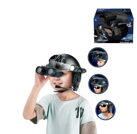 Set Militar True Special Forces/ Set Polițist True Swat – Cască Camuflaj cu Binoclu, Lanternă, Ochelari, Microfon și Sunete – Echipament Soldat/ Echipament polițist pentru Copii 3+ [1]