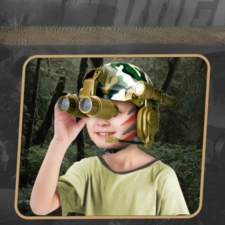 Promotii - Set Militar True Special Forces/ Set Polițist True Swat – Cască Camuflaj cu Binoclu, Lanternă, Ochelari, Microfon și Sunete – Echipament Soldat/ Echipament polițist pentru Copii 3+
