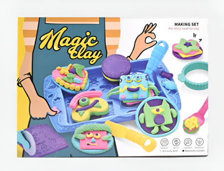 Set plastilina magica cu 6 culori, 12 unelte de modelare si 5 borcanase, non-toxic, reutilizabil, educativ pentru copii, 3+ [1]