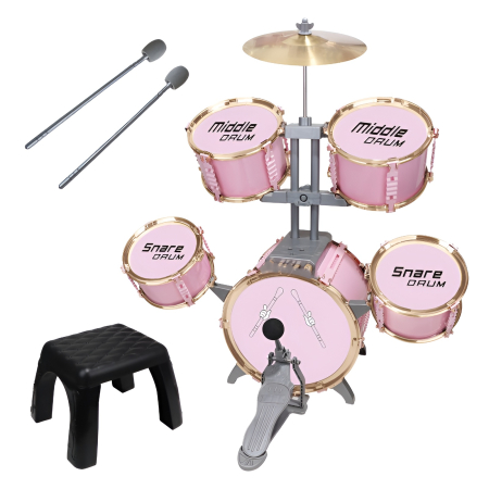 Set Tobă Copii Jazz Drums XXL – 5 Tobe + Cinel + Pedală + Scaun, 76 cm, Jucărie Muzicală 3+ Ani [4]