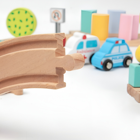 Set Trenuleț din Lemn cu Mărgele și Forme Geometrice | Joc Montessori Educațional pentru Copii 3+ Ani, Țintă de Îndemânare și Cale Ferată Magnetică [5]