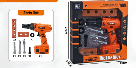 Set unealta electrica de jucarie cu bormasina, accesorii si suruburi, functie rotire, plastic rezistent, varsta 3+ [2]