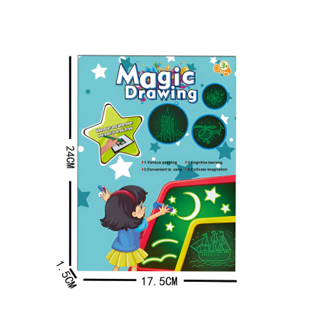 Tablă de desen Magic Drawing cu lumină LED, șabloane și marker fluorescent, jucărie educativă creativă pentru copii 3+ ani [1]