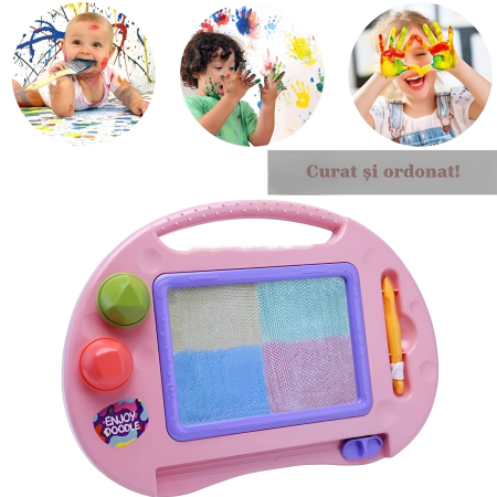 Tablă de desen magnetică multifuncțională pentru copii – Masă interactivă de desen cu stilou magnetic, culori multiple, formare creativă curată și educativă, 3+ ani [1]