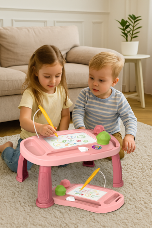 Noutati - Tablă de desen magnetică multifuncțională pentru copii – Masă interactivă de desen cu stilou magnetic, culori multiple, formare creativă curată și educativă, 3+ ani
