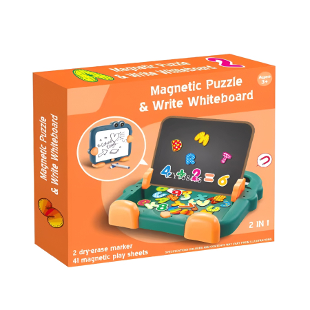 Tablă educativă magnetică 2 în 1 pentru copii – cu litere, cifre, semne matematice și markere, puzzle educativ pentru învățare prin joacă [5]