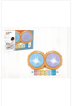 Jucarii bebelusi - Tobă Interactivă Hand Beat Drums pentru Copii – Lumini LED, Sunete Muzicale, Taste Do-Re-Mi-Fa-So