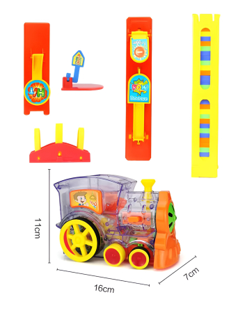 Tren Electric Automat cu Piese Domino Colorate – Jucărie Interactivă cu Lumină și Sunet pentru Copii, 80 Piese, Joc de Construcție și Distracție [2]