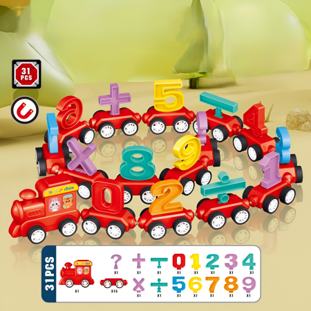 Tren Magnetic Educațional cu Cifre și Semne Matematice – 31 Piese, Jucărie STEM pentru Învățarea Numerelor [2]