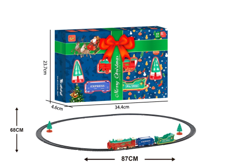 Trenuleț Electric de Crăciun Express – Set 17 Piese, Șină 87×68 cm, Lumini și Decoruri Festive [1]