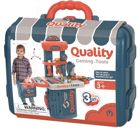 Trusă de scule pentru copii 3 în 1 – Banc de lucru portabil tip valiză cu unelte, 3 ani+ [3]