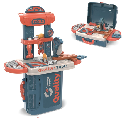 Trusă de scule pentru copii 3 în 1 – Banc de lucru portabil tip valiză cu unelte, 3 ani+ [1]
