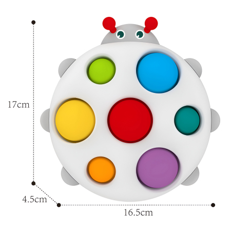 ucărie senzorială tip pop-it pentru bebeluși în formă de buburuză – joc educativ cu butoane colorate pentru apăsare, dezvoltare motrică și coordonare, 6 luni+ [3]