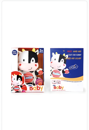 Noutati - Văcuță Muzicală din Pluș 24 cm – Sunete Amuzante & Lullaby | Jucărie Interactivă pentru Bebeluși 3+ luni