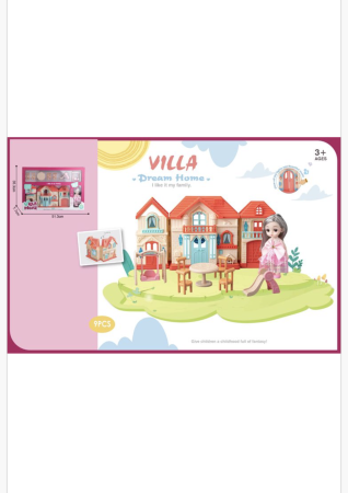 Vilă Casă de Păpuși Dream Home cu Mobilier și Păpușă – Set Joacă 9 Piese, Copii 3+ Ani