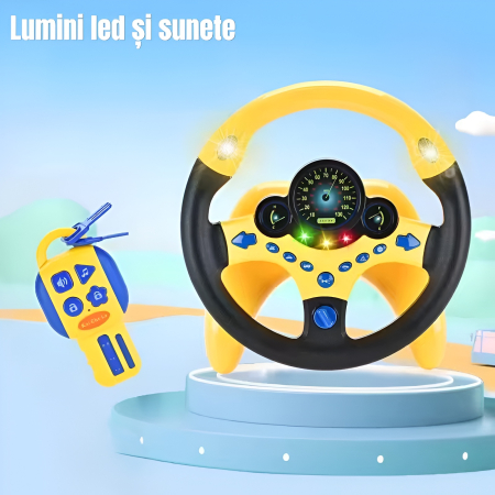 Volan interactiv cu sunete și lumini pentru copii – cu cheie detașabilă, muzică, claxon și efecte realiste, jucărie educativă de condus 2 în 1 [2]