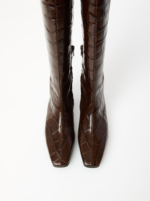 Cizme CROCO CHOCOLAT din piele [2]