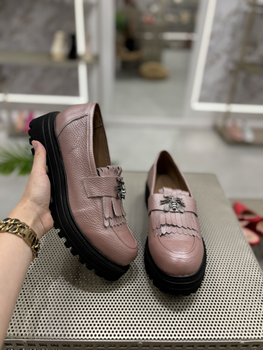 Mocasini BARBIE roz pudra din piele [2]