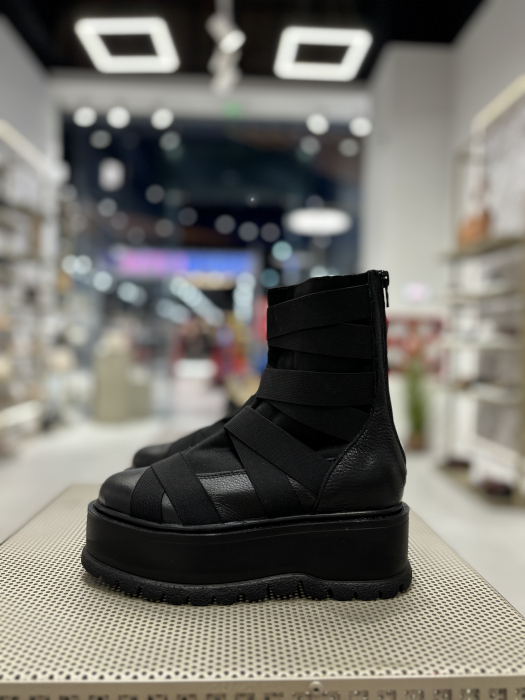 Ghete MARLENA NEGRE cu elastic din piele [2]