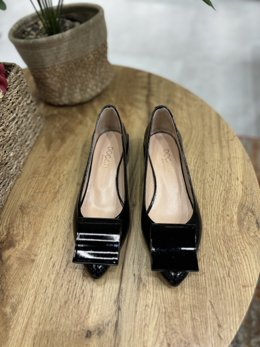 Balerini stiletto negri din piele cu toc patrat [4]