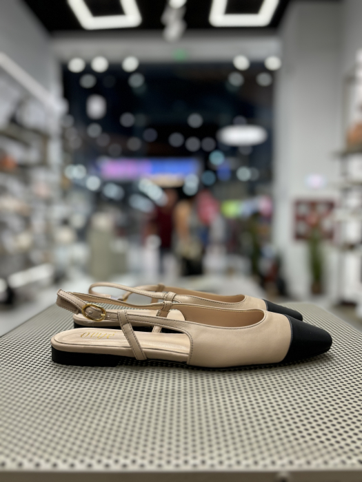 Balerini CAPPUCCINO din piele cu bareta [3]