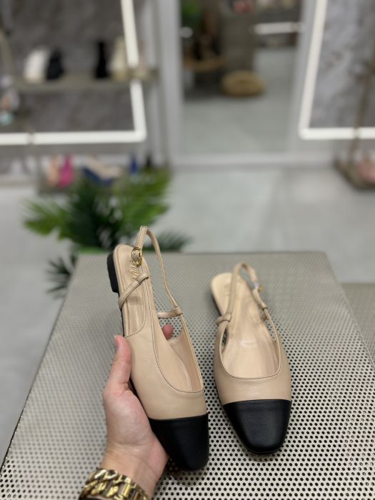 Balerini CAPPUCCINO din piele cu bareta [1]