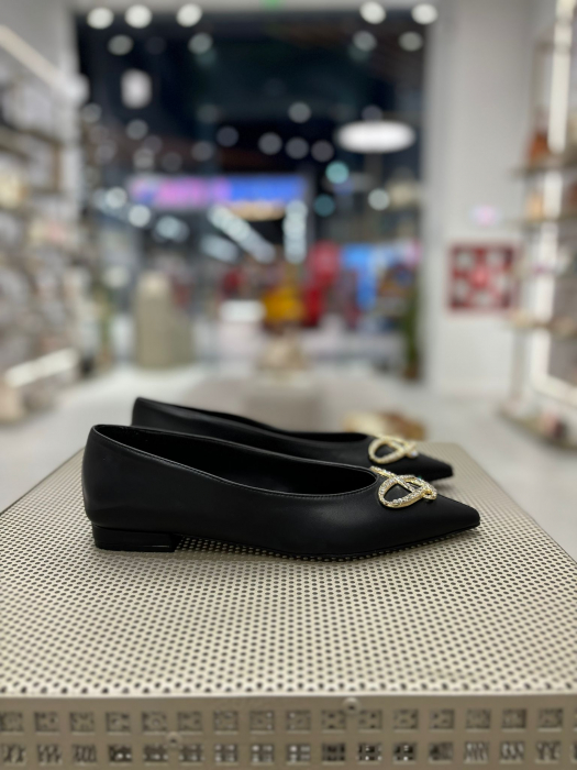 Balerini LIV NEGRI din piele cu varf ascutit [3]