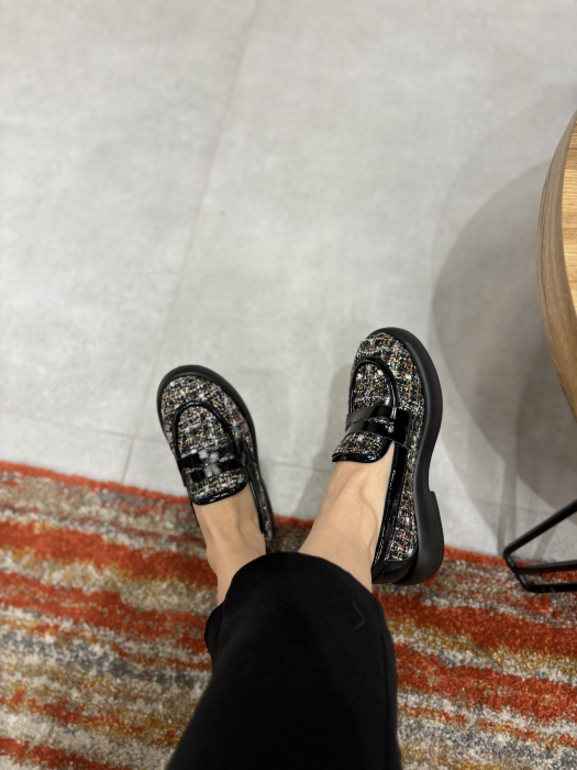 Mocasini negri din textil cu piele [2]