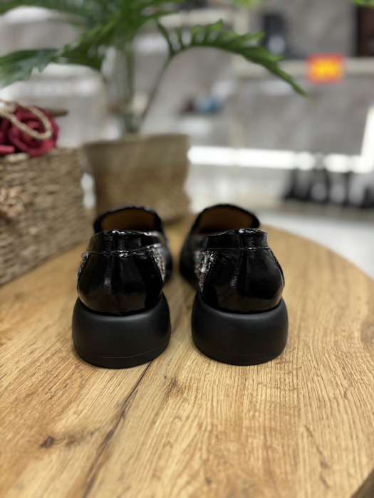 Mocasini negri din textil cu piele [7]