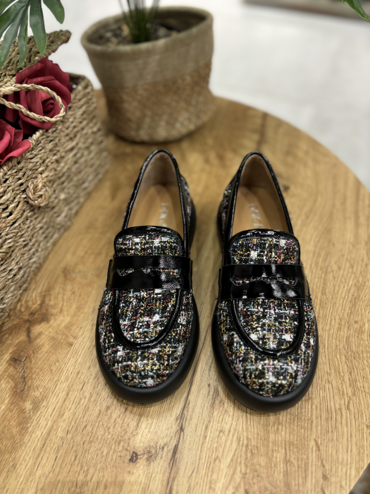 Mocasini negri din textil cu piele [5]