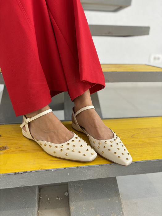 Pantofi GRACE ALBI cu tinte aurii [2]