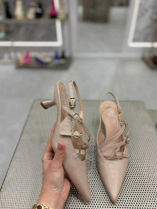 Pantofi stiletto ALYONNA NUDE cu catarame [5]