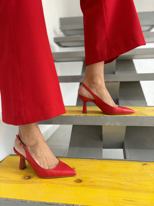 Pantofi stiletto IOANA rosii cu bareta la spate [2]