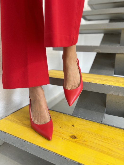 Pantofi stiletto IOANA rosii cu bareta la spate [3]