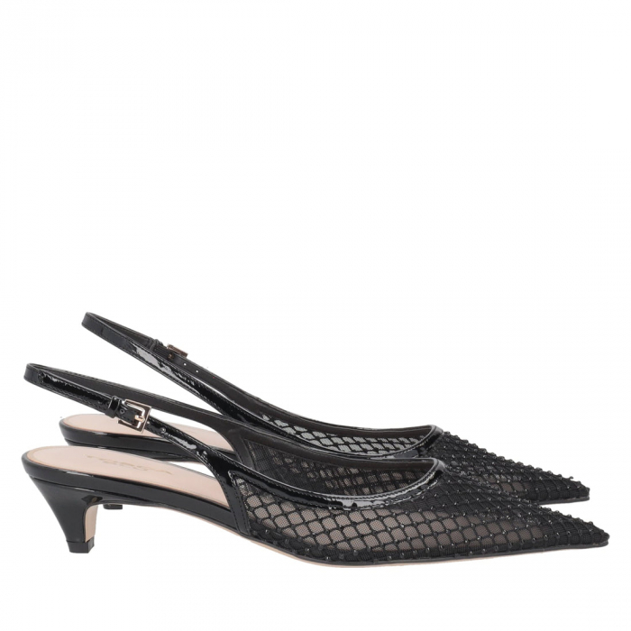 Pantofi stiletto Kelly din plasa cu cristale si bareta la spate [5]