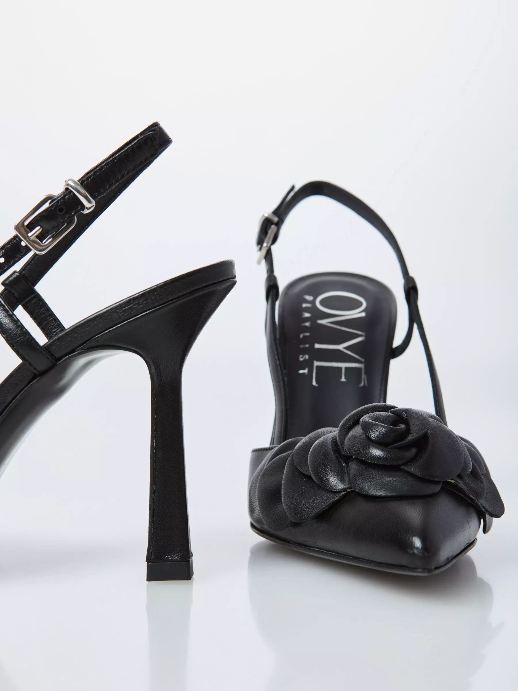 Pantofi stiletto TABITA NEGRI din piele cu floare [4]