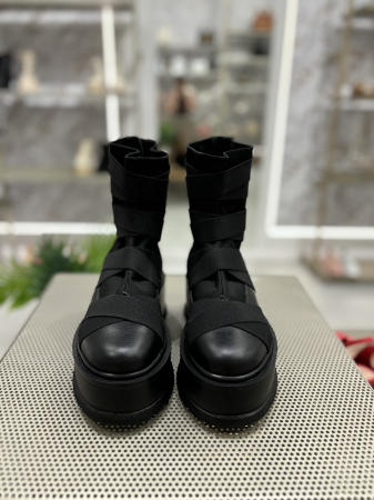 Ghete MARLENA NEGRE cu elastic din piele [2]