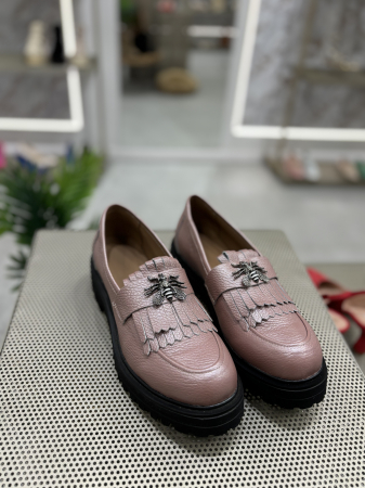 Mocasini - Mocasini BARBIE roz pudra din piele