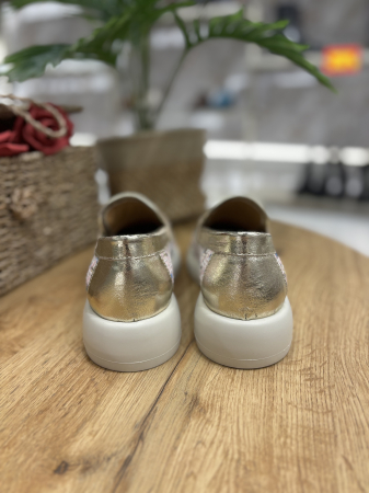 Mocasini roz pudra din textil cu piele [6]