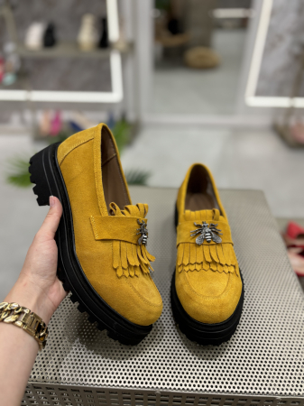 Mocasini - Mocasini SUN galbeni din piele