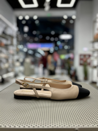 Balerini CAPPUCCINO din piele cu bareta [2]