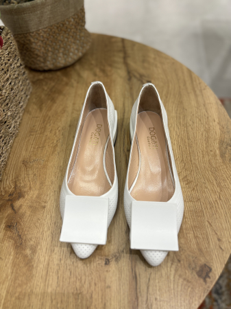 Balerini stiletto albi cu toc patrat [2]