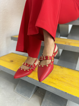 Balerini stiletto FHIONA ROSII cu tinte aurii [1]