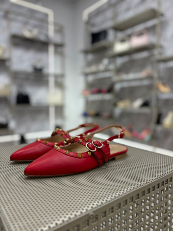 Balerini stiletto FHIONA ROSII cu tinte aurii [2]